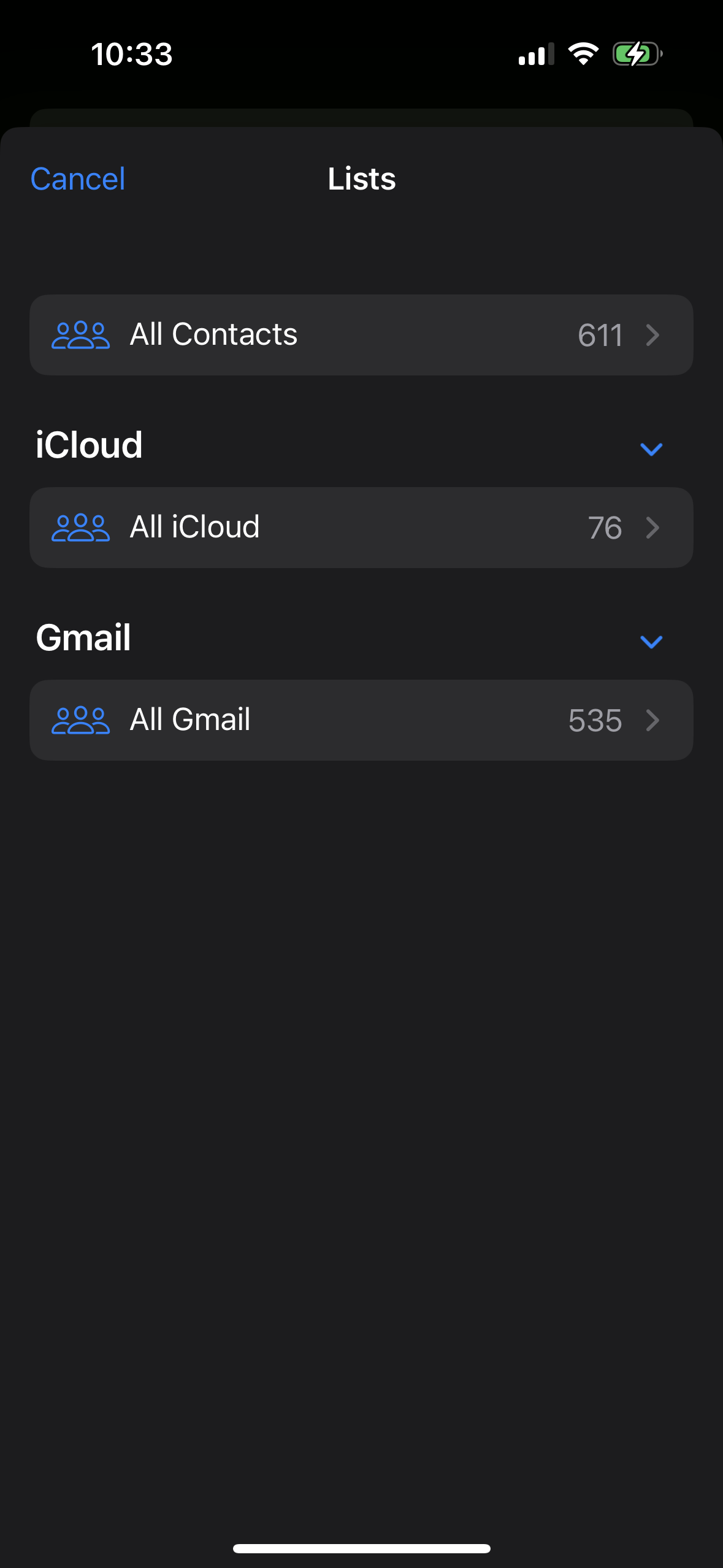 Alerta contact picker showing that a user selects a contact from the device address book.